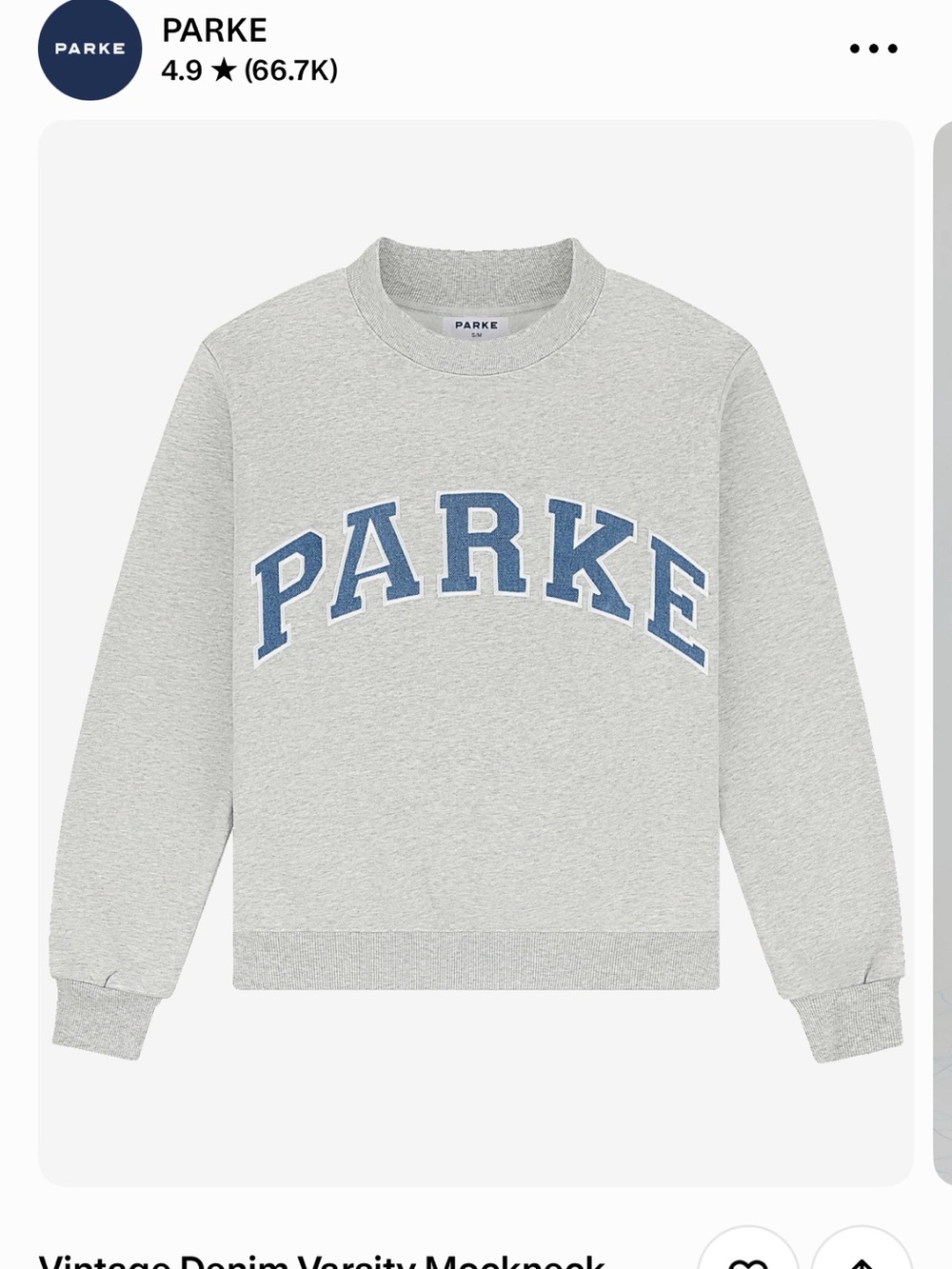 Parke Light Gray Crewneck Sweatshirt with Blue Logo